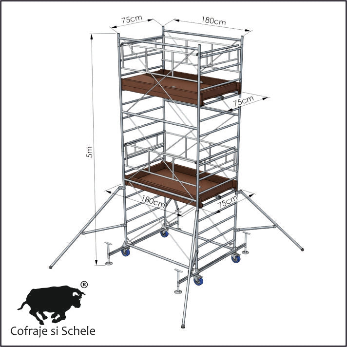 Schela Mobila Otel SYSTEM 75x180 Inaltime de Lucru 5,80m