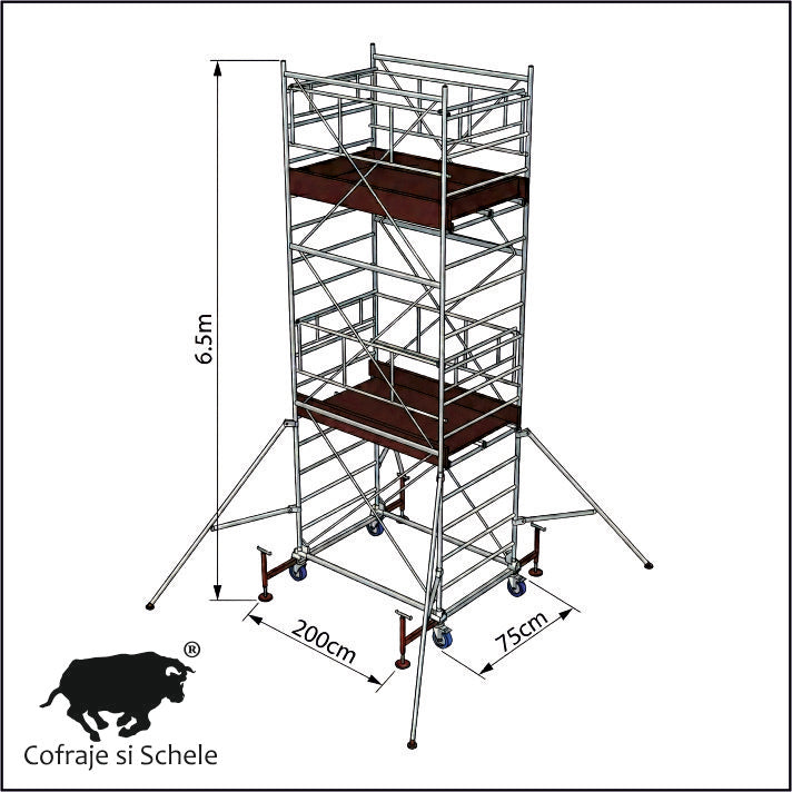 Schela Mobila Otel SYSTEM 75x200 H Lucru 7.30m