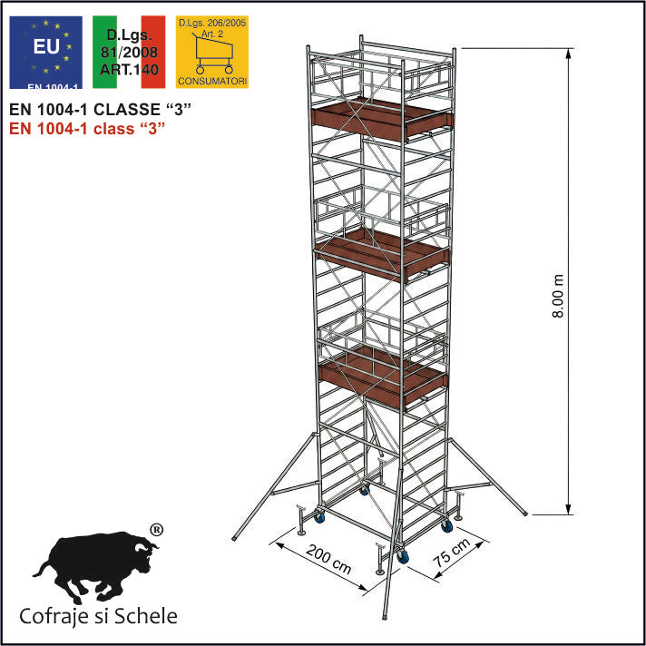 Schela Mobila SYSTEM 75x200 EN 1004-1 8.80m