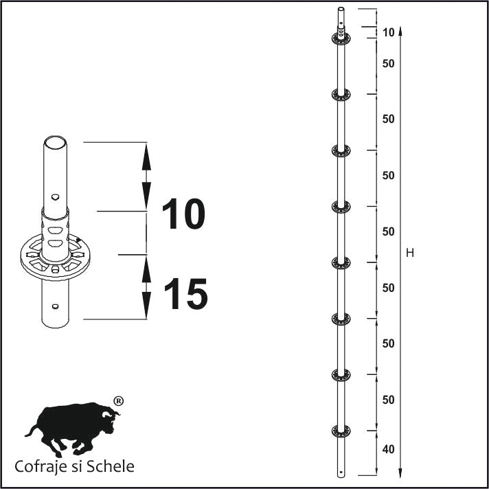 Montant vertical Ringlock MP Standard H400cm