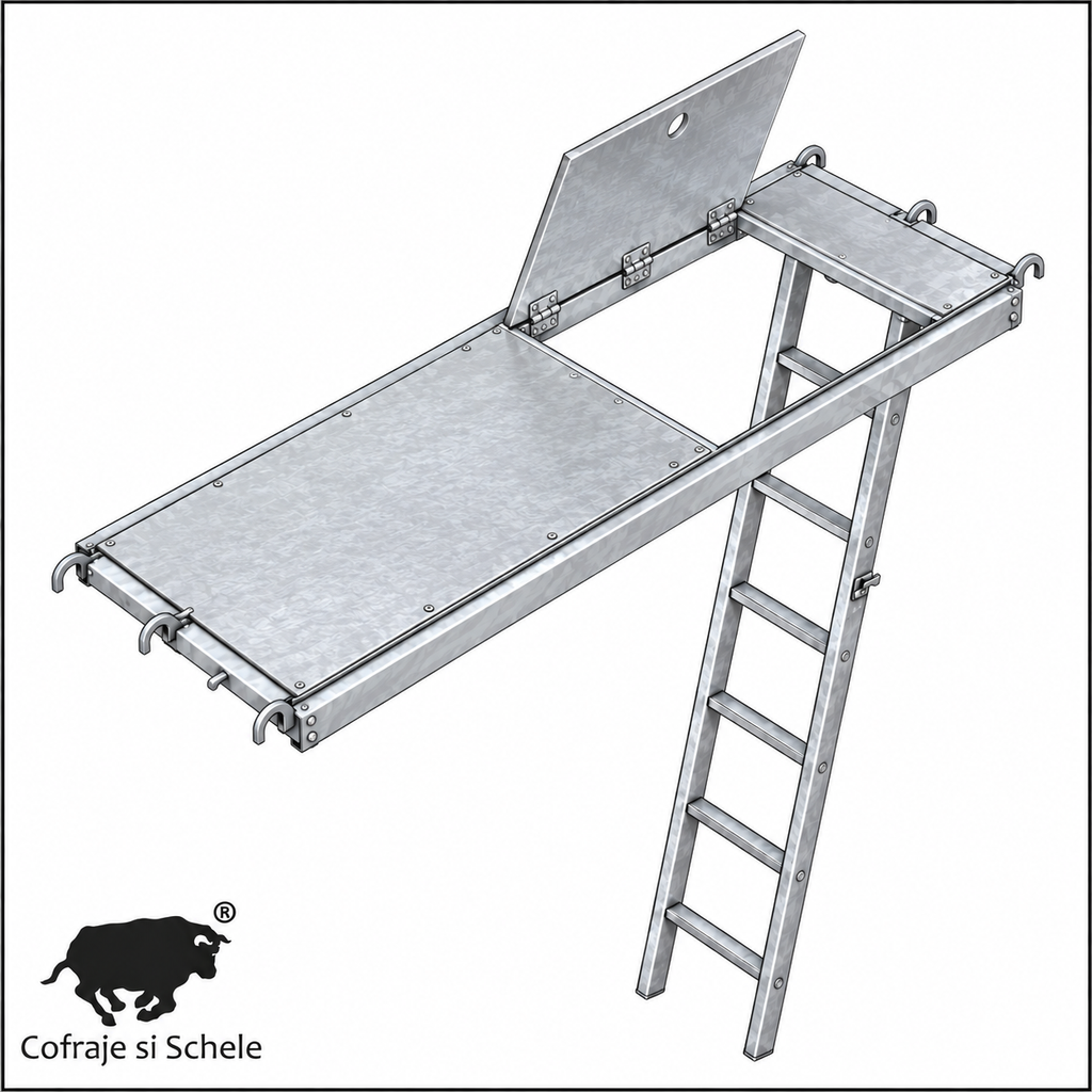 Podine aluminiu cu trapa si scara 66x250cm schela multidirectionala