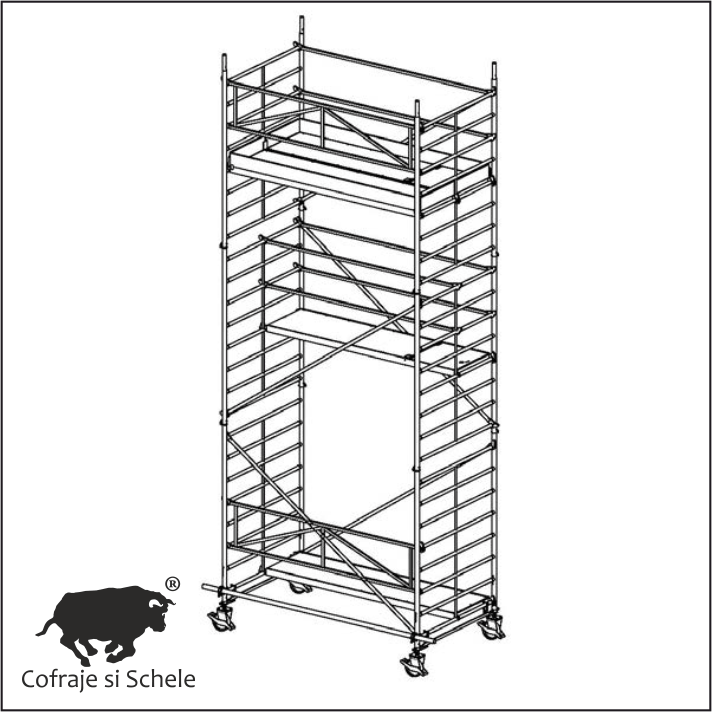 Schela Mobila Aluminiu Tip 150/5S 7.25m Inaltime