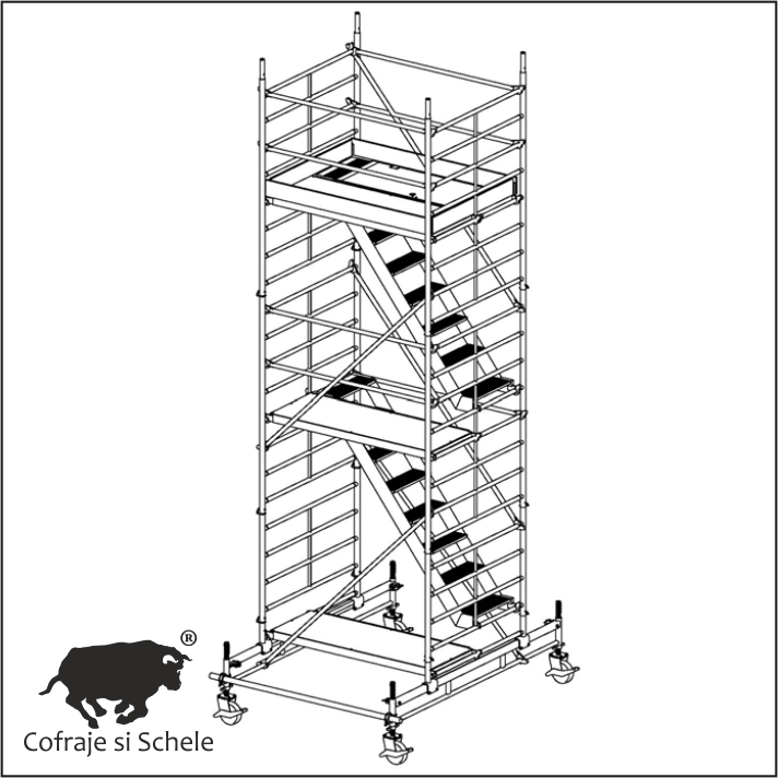 Turn Mobil Aluminiu Tip 150/4T 1.80m 6.65m Inaltime