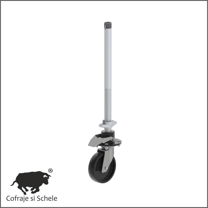 Roata Ø200mm cu ax filetat si frana dubla RS5