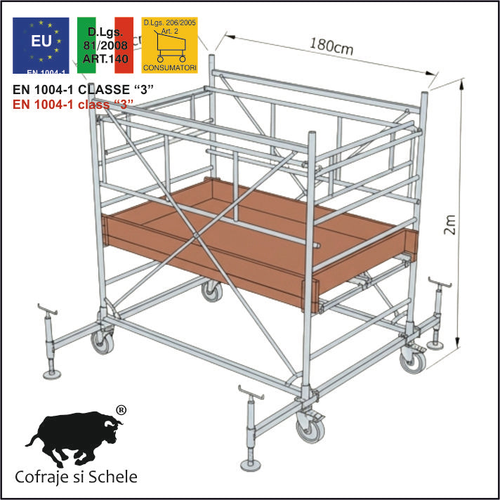 Schela Mobila Otel SYSTEM 75x180 EN 1004-1 Inaltime de Lucru 2,80m