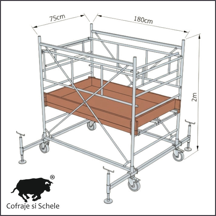 Schela Mobila Otel SYSTEM 75x180 Inaltime de Lucru 2,80m