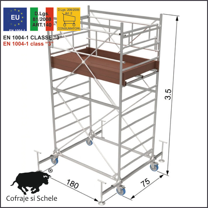 Schela Mobila Otel SYSTEM 75x180 EN 1004-1 Inaltime de Lucru 4,30m