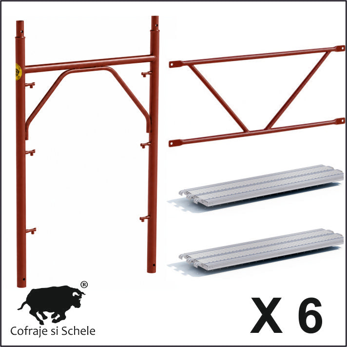 Schela metalica vopsita cu garduri Mercury 21.6mp cu doua podine