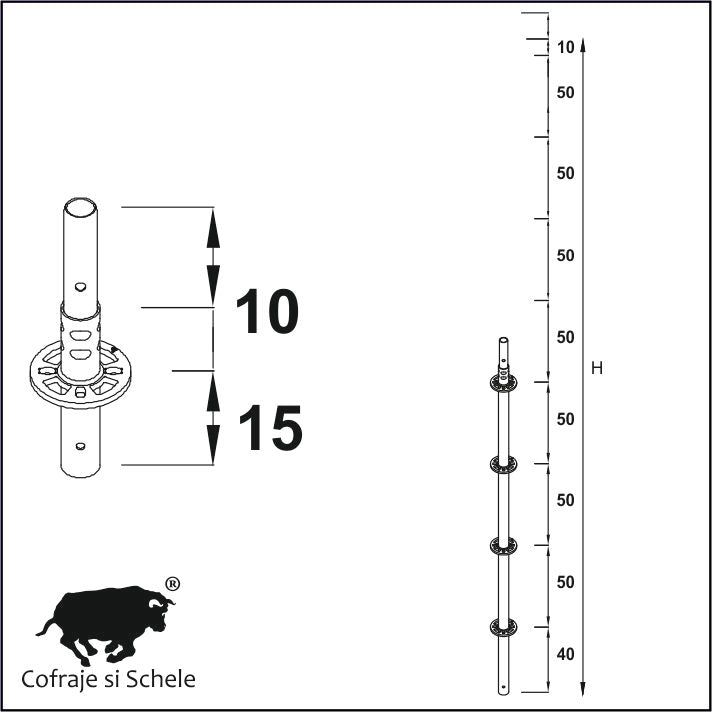 Montant vertical Ringlock MP Standard H200cm