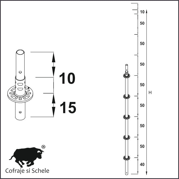Montant vertical Ringlock MP Standard H250cm