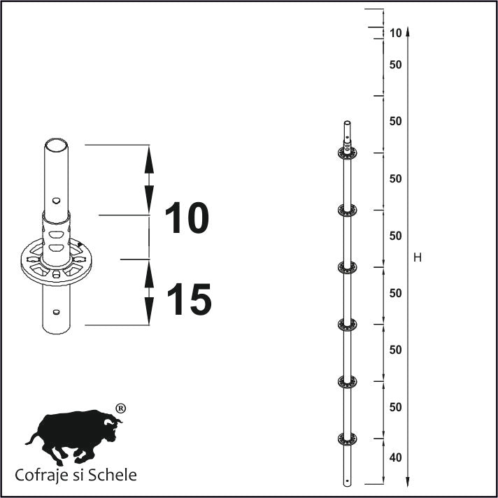 Montant vertical Ringlock MP Standard H300cm