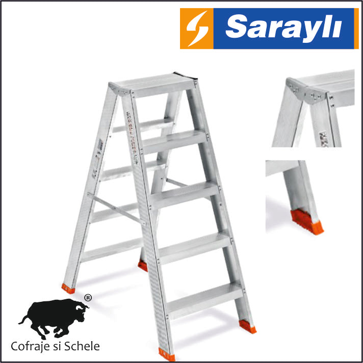 Scara Dubla fata-verso Aluminiu 5+5 Trepte