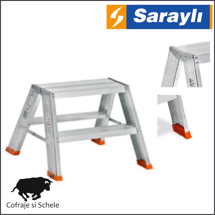 Scara Dubla fata-verso Aluminiu 2+2 Trepte