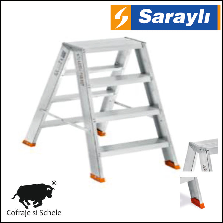 Scara Dubla fata-verso Aluminiu 4+4 Trepte