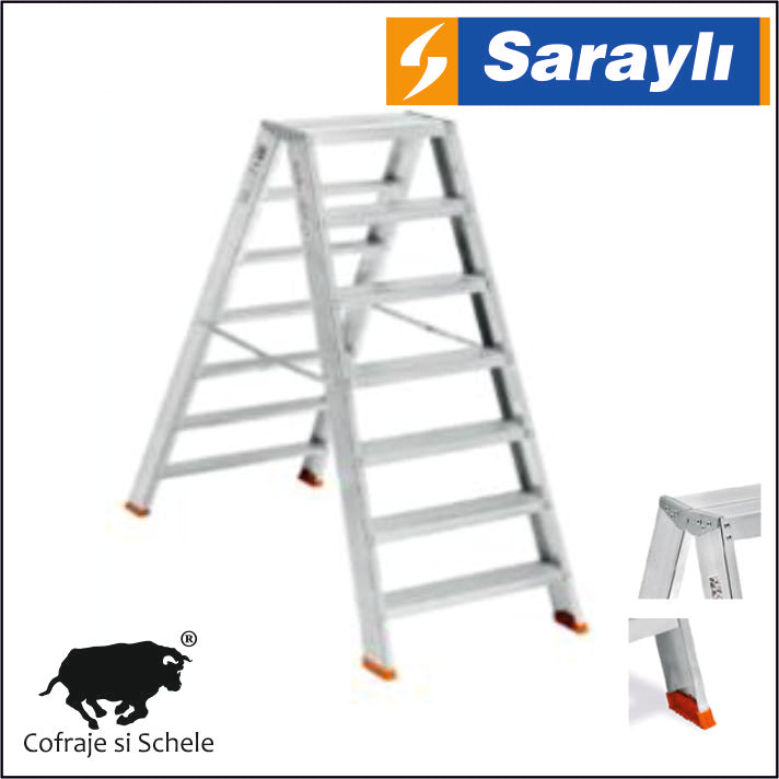 Scara Dubla fata-verso Aluminiu 7+7 Trepte