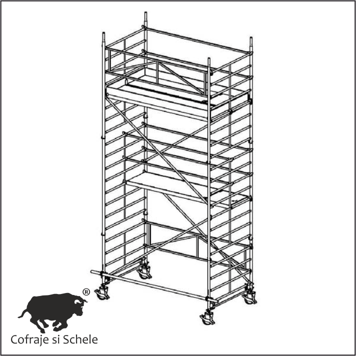 Schela Mobila Aluminiu Tip 150/4S 6.25m Inaltime